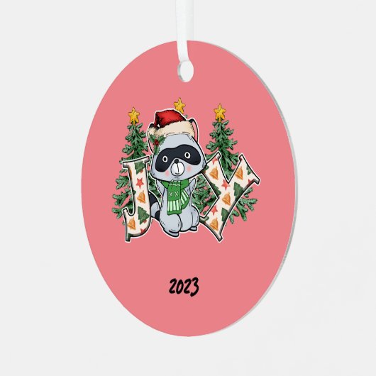 ジョイ・ラクーン・クリスマス メタルオーナメント (正面左)