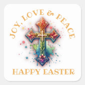 ジョイ・ラブ・ピースハッピーイースター | スクエアシール (正面)