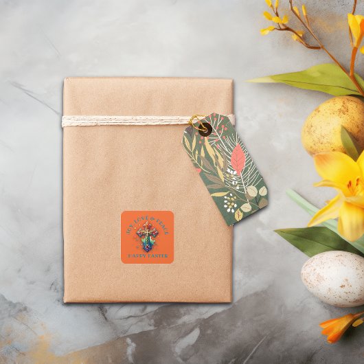 ジョイ・ラブ・ピースハッピーイースター | スクエアシール