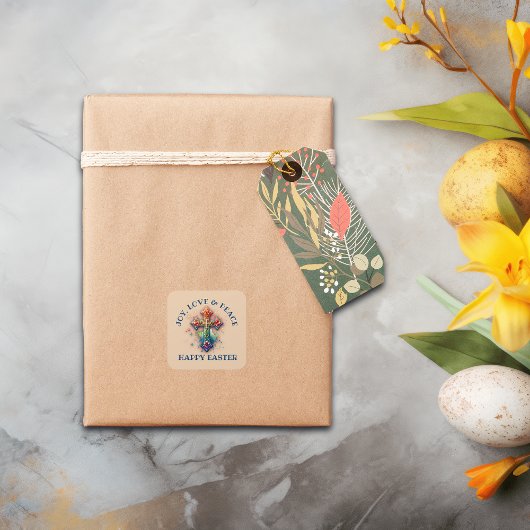 ジョイ・ラブ・ピースハッピーイースター | スクエアシール