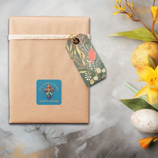 ジョイ・ラブ・ピースハッピーイースター | スクエアシール