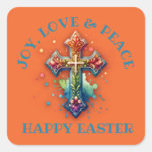 ジョイ・ラブ・ピースハッピーイースター | スクエアシール (正面)
