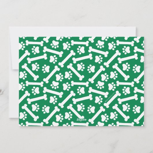 ジョイ・ラブ・ポーズ・シーズンの挨拶、緑の犬3枚の写真 シーズンカード (裏面)