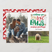 ジョイ・ラブ・ポーズ・ドッグ・シーズンズ挨拶赤2枚 シーズンカード (正面/裏面)