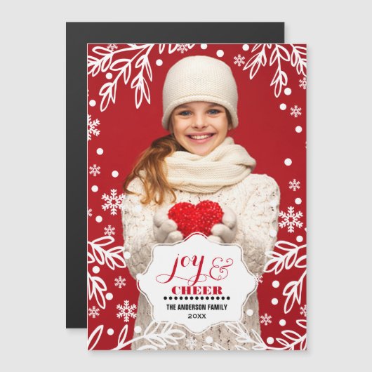 ジョイ&応援。クリスマス磁気フォトカード (正面/裏面)