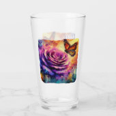 ジョイ（昆虫）オオカバマダラ、モナークバタフライパープルバラ蝶 タンブラーグラス (裏面)