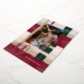 ジョイ |緑モダンと赤の水彩写真 箔シーズンカード (回転した状態)