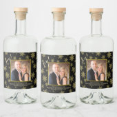 ジョイ！金ゴールド&ブラックホリデーフォトフェスティバルスノーフレーク リキュールボトルラベル (ボトル)