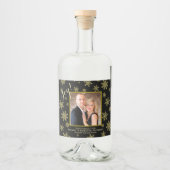 ジョイ！金ゴールド&ブラックホリデーフォトフェスティバルスノーフレーク リキュールボトルラベル (正面)