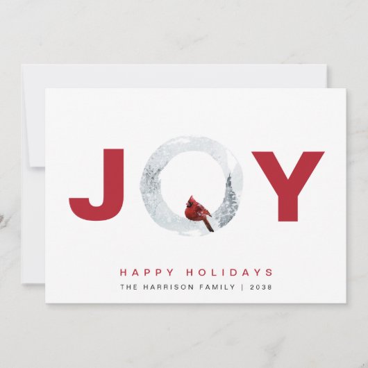 ジョイ（鳥）ショウジョウコウカンチョウ水彩クリスマス シーズンカード (正面)