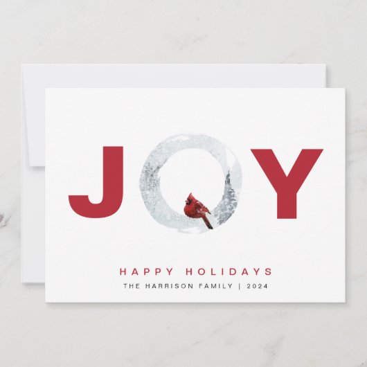 ジョイ（鳥）ショウジョウコウカンチョウ水彩写真クリスマス シーズンカード (正面)