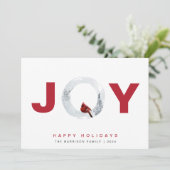 ジョイ（鳥）ショウジョウコウカンチョウ水彩写真クリスマス シーズンカード (スタンド正面)