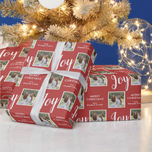 ジョイ 2フォトレッドクリスマス ラッピングペーパー