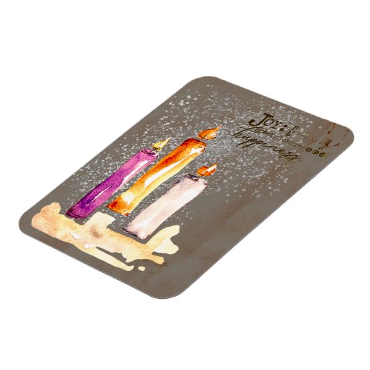 ジョイ!Trio ofキャンドル水の色スパークルホリデー マグネット (左側)