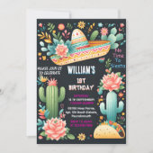 ジョイcactus cute untaco first fiesta 1st birthday 招待状 (正面)