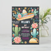 ジョイcactus cute untaco first fiesta 1st birthday 招待状 (スタンド正面)