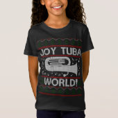 ジョイTubaワールドおもしろいクリスマス醜いクリスマスセーター Tシャツ (正面)
