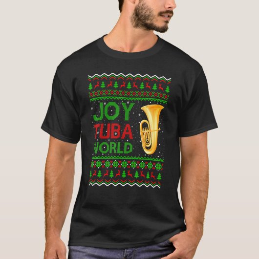 ジョイTubaワールドミュージッククリスマス醜いTubaクリスマス Tシャツ (正面)