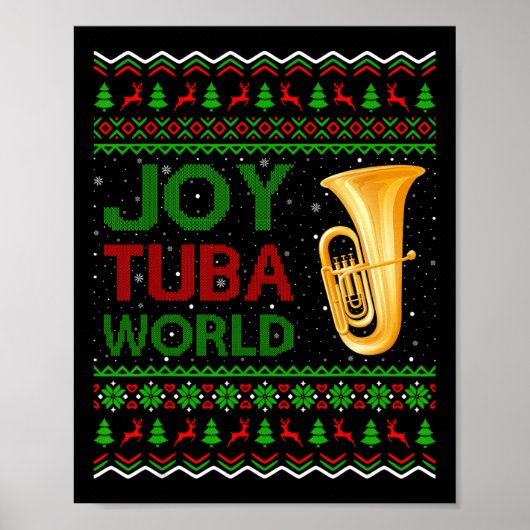 ジョイTubaワールドミュージックラバークリスマスギフト醜いTuba Chr ポスター (正面)
