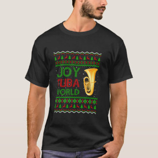 ジョイTubaワールドミュージックラバークリスマスギフト醜いTuba Chr Tシャツ