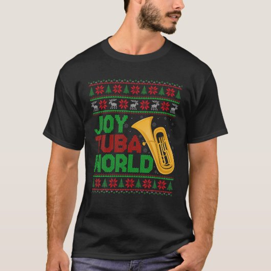 ジョイTubaワールドミュージックラバークリスマストゥバ醜いクリスマ Tシャツ (正面)