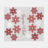 ジョエウノエルきらめくレッドスノーフレーク フリースブランケット (正面(横))