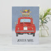 ジョエウノエルフランスのクリスマスレッドフィアット500 シーズンカード (スタンド正面)