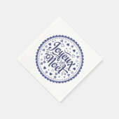 ジョエウノエル書道タイポグラフィブルーホワイトシック スタンダードカクテルナプキン (角)