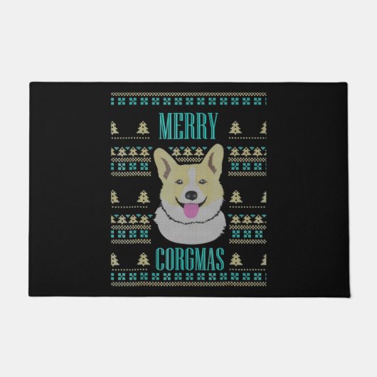 ジョエックスコルグマス醜いクリスマスコルギ ドアマット (正面)
