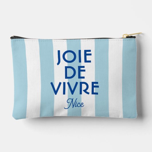 ジョエドゥヴィヴルニースブルーカバナストライプフランスのホテル アクセサリーポーチ (裏面)