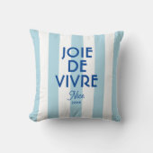 ジョエドゥヴィヴルニースブルーカバナストライプフランスのホテル クッション (正面)