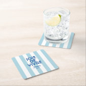 ジョエドゥヴィヴルニースブルーカバナストライプフランスのホテル スクエアペーパーコースター (インサイチュ)