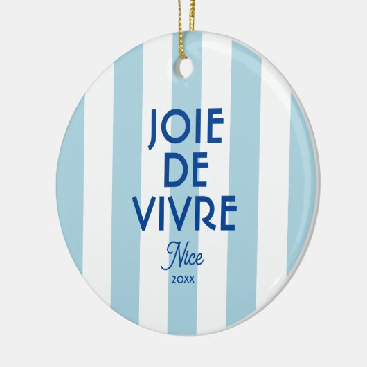 ジョエドゥヴィヴルニースブルーカバナストライプフランスのホテル セラミックオーナメント (左)