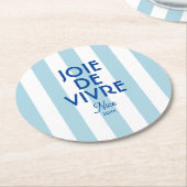 ジョエドゥヴィヴルニースブルーカバナストライプフランスのホテル ラウンドペーパーコースター (アングル)