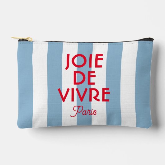 ジョエドゥヴィヴルパリブルーフランスのカバナストライプ アクセサリーポーチ (正面)