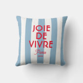 ジョエドゥヴィヴルパリブルーフランスのカバナストライプ クッション (裏面)