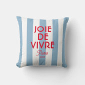 ジョエドゥヴィヴルパリブルーフランスのカバナストライプ クッション (正面)