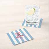 ジョエドゥヴィヴルパリブルーフランスのカバナストライプ スクエアペーパーコースター (インサイチュ)