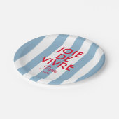 ジョエドゥヴィヴルパリブルーフランスのカバナストライプ ペーパープレート (アングル)