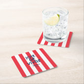 ジョエドゥヴィヴルフランスレッドカバナストライプフランスの スクエアペーパーコースター (インサイチュ)