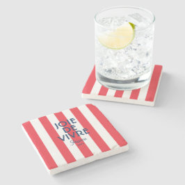 ジョエドゥヴィヴルフランスレッドカバナストライプフランスの ストーンコースター