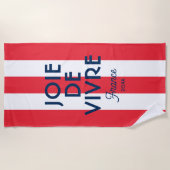 ジョエドゥヴィヴルフランスレッドカバナストライプフランスの ビーチタオル (正面)