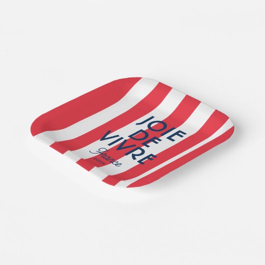 ジョエドゥヴィヴルフランスレッドカバナストライプフランスの ペーパープレート (傾斜あり)