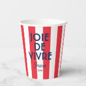 ジョエドゥヴィヴルフランスレッドカバナストライプフランスの 紙コップ (裏面)