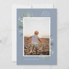 ジョエレガントイ冬の葉の独身の写真青 シーズンカード