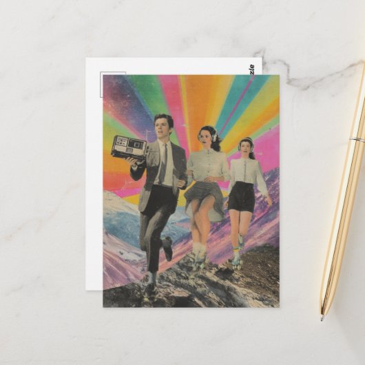 ジョギングとスケートで滑るオンマウンテンリッジシュルレアル ポストカード (正面/裏面インサイチュ)