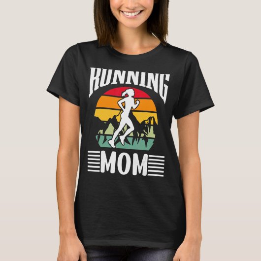 ジョギングランニング母ママ母ランナー母ママ母モテ Tシャツ (正面)