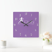 ジョギング女 スクエア壁時計 (ホーム)