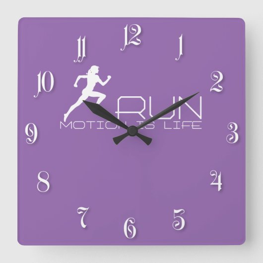 ジョギング女 スクエア壁時計 (正面)
