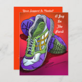 ジョギング走招待状赤橙色が奨励へ 招待状 (正面/裏面)